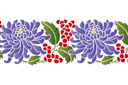 Flora bårder med färdiga schabloner - Krysantemum och bär