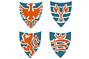 Schabloner i olika klassiska stilar - Shields och emblem
