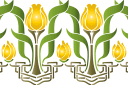 Stenciler olika motiv blommor - Tre tulpaner i jugendstil - bård