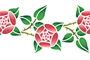 Flora bårder med färdiga schabloner - Grenar av rosor i en primitiv stil B