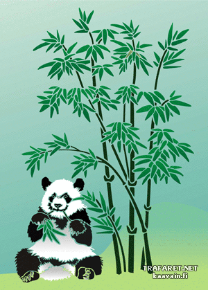 Panda och bambu 3 (Löv och växter schabloner)