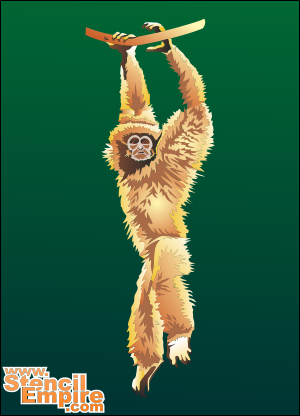 Gibbon på en gren (Schabloner djungel värld)