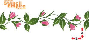Rosa bård (Stenciler olika motiv blommor)