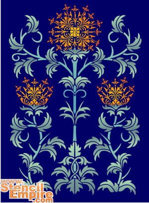Scotch tistel (Stenciler olika motiv blommor)