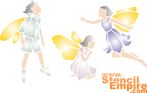 Fairies 1. Set om  4 st. (Grossist av stenciler till barnrummet)