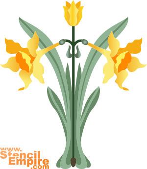 Engelska Påskliljor 2 (Stenciler olika motiv blommor)