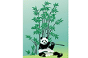Löv och växter schabloner - Panda och bambu 1
