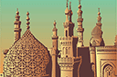 Schabloner på världsberömda arkitekturteman - Minareter i Gamla Kairo