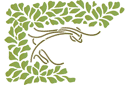 Löv och växter schabloner - Grön polukvadrat