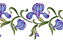 Flora bårder med färdiga schabloner - Kanten av iris i en orientalisk stil