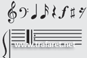 Schabloner noter och musikinstrument - G-klav och noter