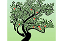 Väggschabloner med träderna - Apelsinträd  i jugend stil