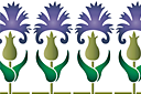 Flora bårder med färdiga schabloner - Orientaliska blåklint blomma B
