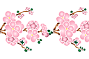 Stenciler olika motiv blommor - Körsbärsblommor på en gren 03b