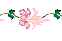 Flora bårder med färdiga schabloner - Orientalisk blomma