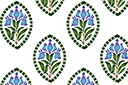 Stenciler olika motiv blommor - Iris i oval - tapeter