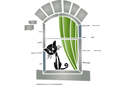 Schabloner på världsberömda arkitekturteman - Katt i fönstret 05