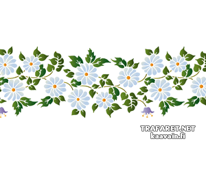 Lantlig folklore bard med prästkragar (Stenciler olika motiv blommor)