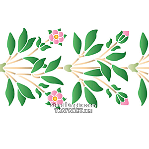 Bård - grenar av vildrosa med blommor och knoppar (Flora bårder med färdiga schabloner)