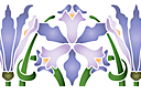 Flora bårder med färdiga schabloner - Lila iris