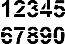 Siffror Arial - schablon för dekoration
