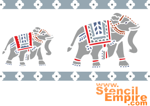 Indiska elefanter - schablon för dekoration