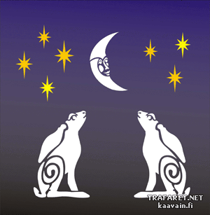 Kaniner ylande på månen - schablon för dekoration