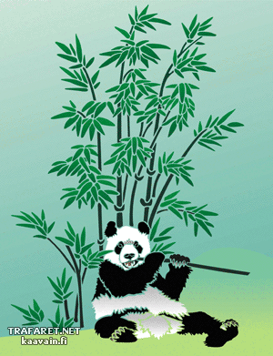 Panda och bambu 1 (Löv och växter schabloner)