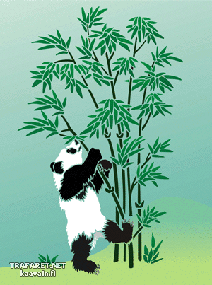 Panda och bambu 2 (Löv och växter schabloner)