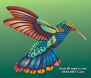 kolibri med svans - schablon för dekoration