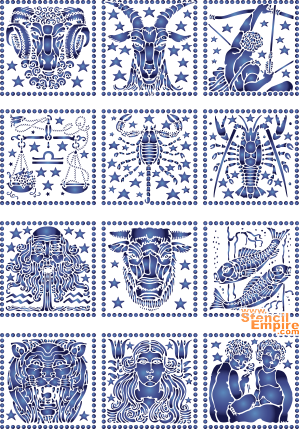Horoskop art nouveau - schablon för dekoration
