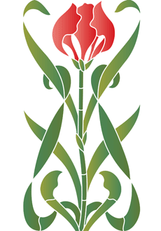 Tulip av jugendstil - schablon för dekoration