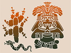 En figur med en kaktus (Schablonmönster från förcolumbianska tiden)
