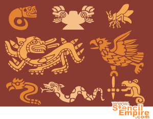 Aztec Djur - schablon för dekoration