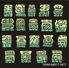 Maya hieroglyfer - schablon för dekoration