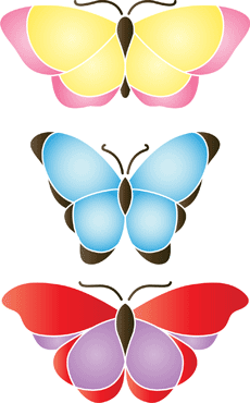 Stora fjärilar - schablon för dekoration