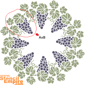 Cirkel med druvor A - schablon för dekoration