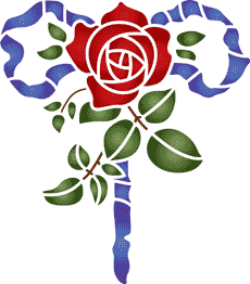 Rose och band - schablon för dekoration