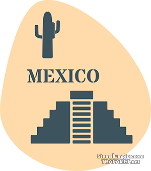 Mexiko - sevärdheter från världen - schablon för dekoration