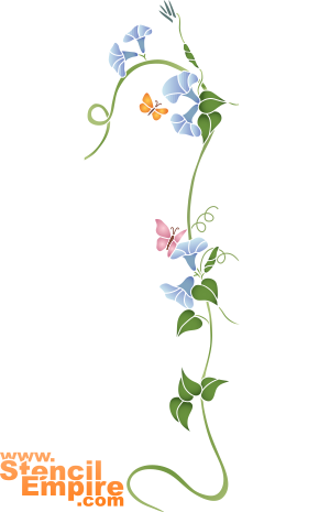 Åkerbinda och fjärilar (Stenciler olika motiv blommor)