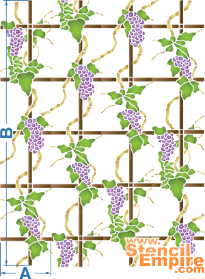 Spaljé med druvklasar (Schabloner för tapetmålning)