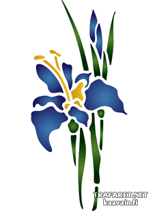 Iris och Bud - schablon för dekoration