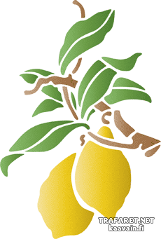 Citroner på en gren - schablon för dekoration