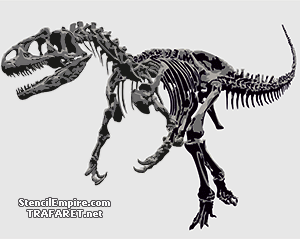 Allosaurus skelett - schablon för dekoration
