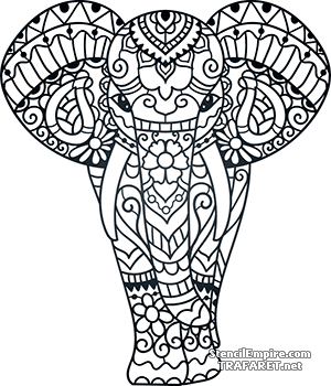 Spets indiska elefanten B - schablon för dekoration