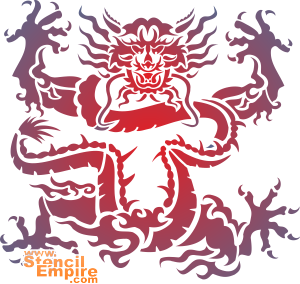 Zen draken - schablon för dekoration