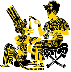 Tutankhamun och drottning - schablon för dekoration