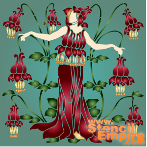 Floras följe - Akleminblomma (Stenciler på sagotema)