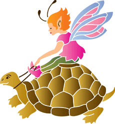 Fairy på en sköldpadda - schablon för dekoration