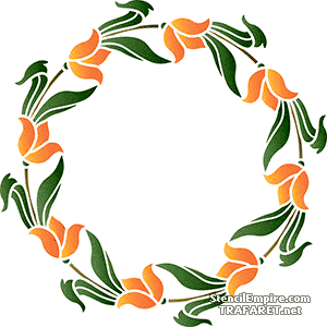 Krans av liljor 008 (Stenciler olika motiv blommor)